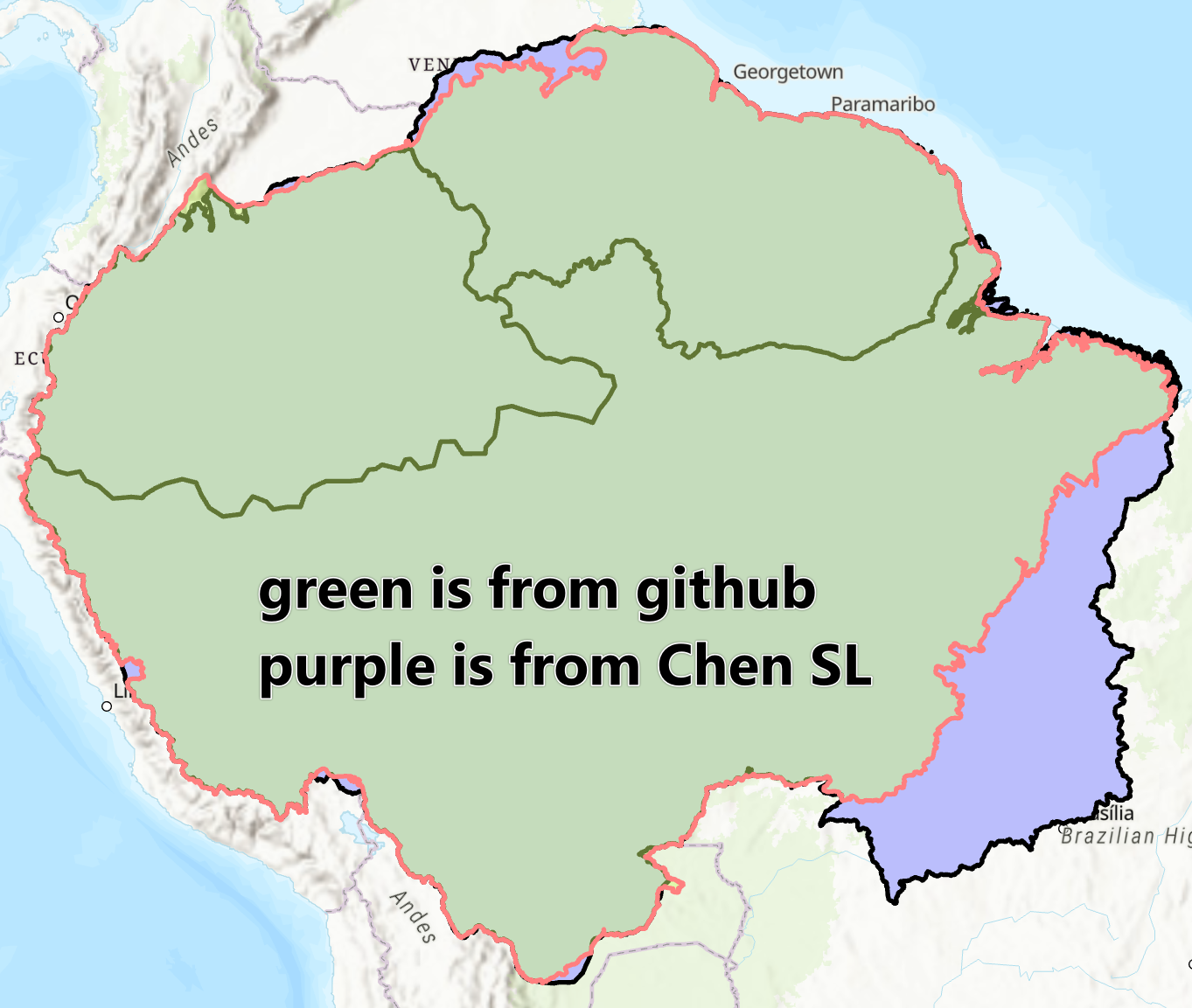 Amazon boundary from Chen SL's Nature paper